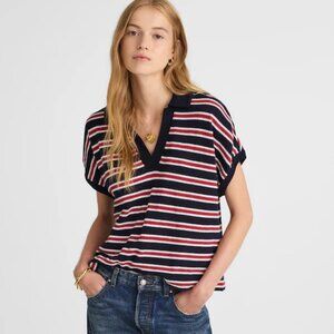 Madewell relaxed v-neck striped polo NWT